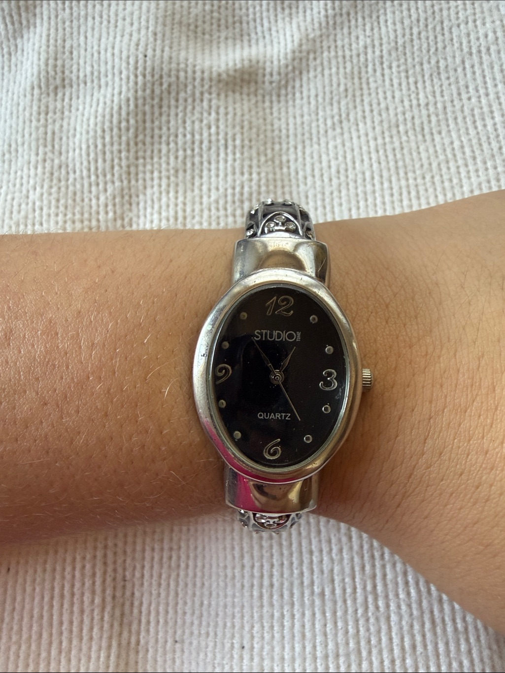 Studio SilverTone Bracelet Watch With Black Dial